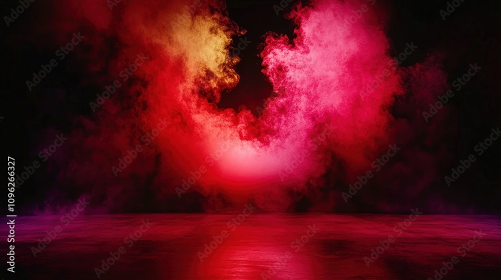 Poster Vibrant smoke effects creating mystical atmosphere studio digital art dark setting abstract concept