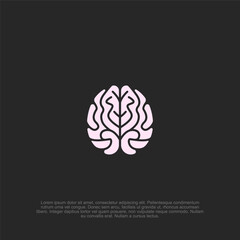 simple minimalist and flat brain mind thinking logo design illustration