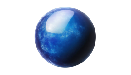 Round blue ball on transparent background