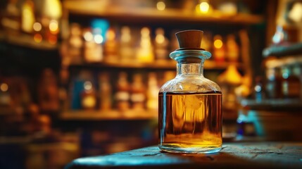 Enchanted Potion Bottle with Swirling Liquid