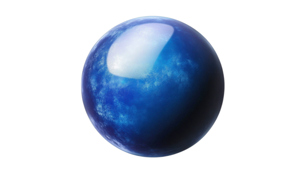 Round blue ball on transparent background