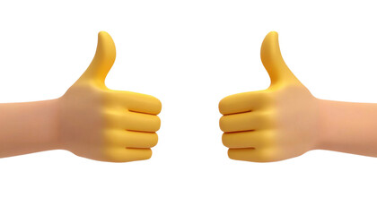3d render of hands showing thumbs up and pointing. Isolated on transparent background.