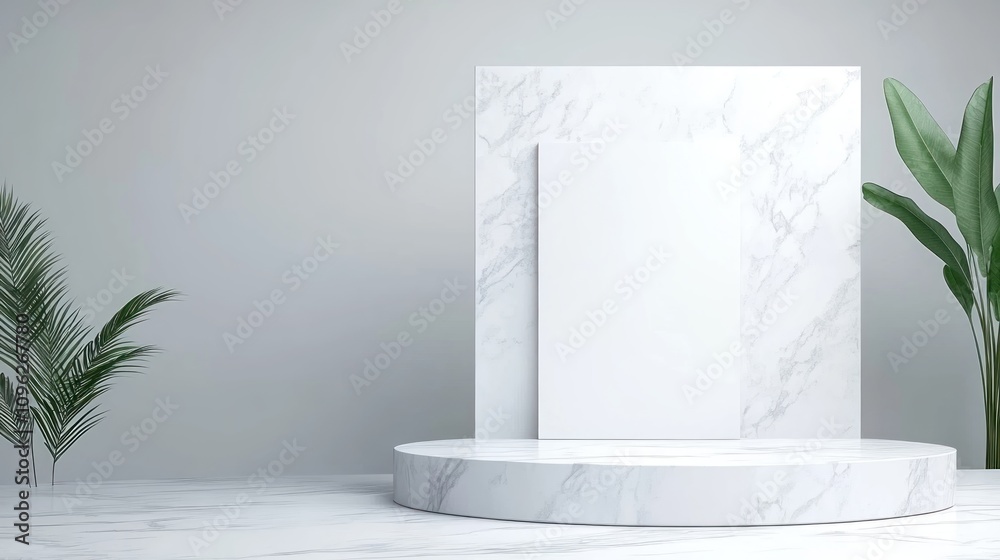 Poster Minimalist display setup for product showcase modern studio photo background calm environment straight on