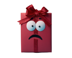 a red box with a sad face on it