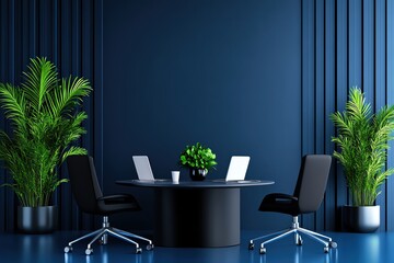 Online learning for corporate training and team development focus on, corporate theme, realistic, Multilayer, virtual meeting room backdrop