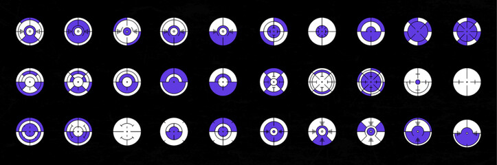 color bullseye crosshair target scope set vector design templates