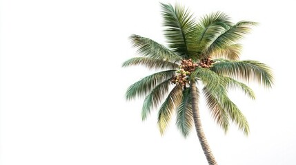 Majestic Coconut Palm Tree against a White Background