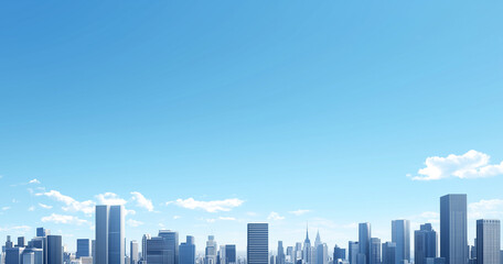 Fototapeta premium Modern Skyline with High-Rise Office Buildings under Blue Sky