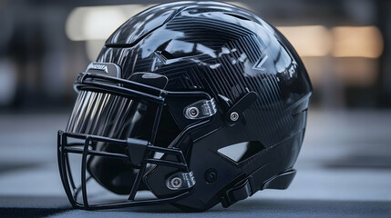 Sleek black American football helmet for team branding and customization