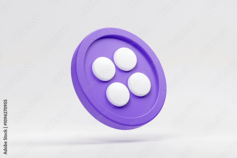 Aufkleber purple circular button with four white spheres arranged symmetrically