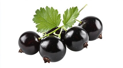 Juicy currant with smooth black skin and sweet, juicy flesh, isolated on a white background