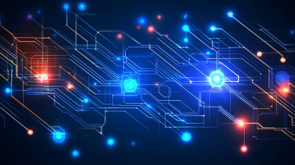 Obraz premium Futuristic Abstract Background: Neon Circuit Board Design for Technology-Themed Wallpaper