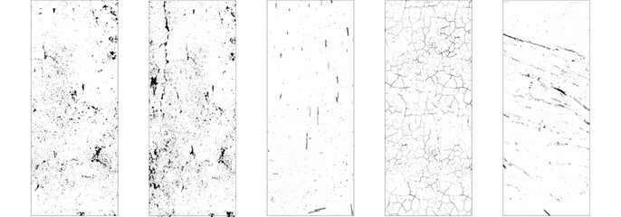 Collection of 5 grunge texture. Vector abstract design hand drawn paint brush strokes and stains. Eps 10