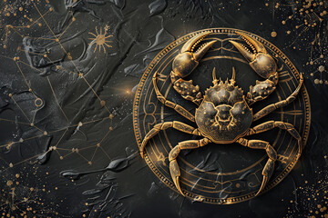 Naklejka premium Astrological composition with concept of Cancer zodiac sign symbol