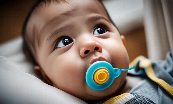 Baby with pacifier.