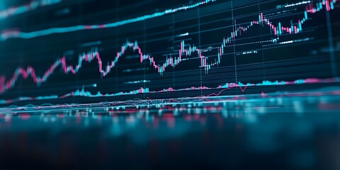 Abstract financial chart with data trends and indicators.