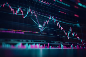 A digital financial chart displaying market trends and price movements.