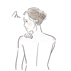 背中のムダ毛に悩んでいる若い女性