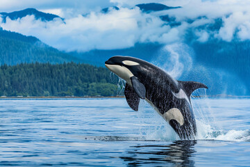 Fototapeta premium Fantastically beautiful majestic huge whale in deep ocean
