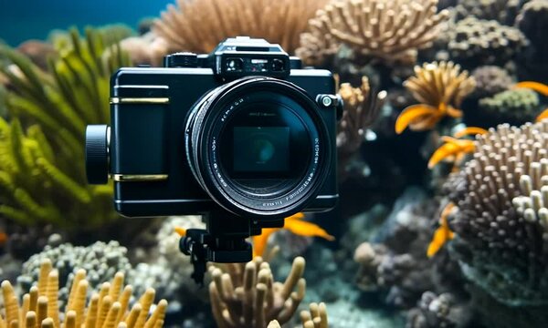 Underwater camera in the sea.