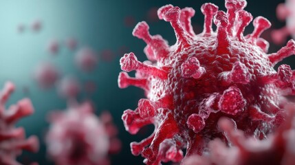 Close-up View of Virus Structure in Lungs