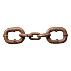 Obraz premium A rustic metal chain link, featuring several interconnected oval links, showcasing a weathered texture and an industrial aesthetic.