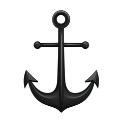 A simple black anchor icon, symbolizing maritime themes, stability, and nautical life.