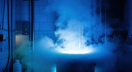 Mysterious blue liquid nitrogen vapor in laboratory setting