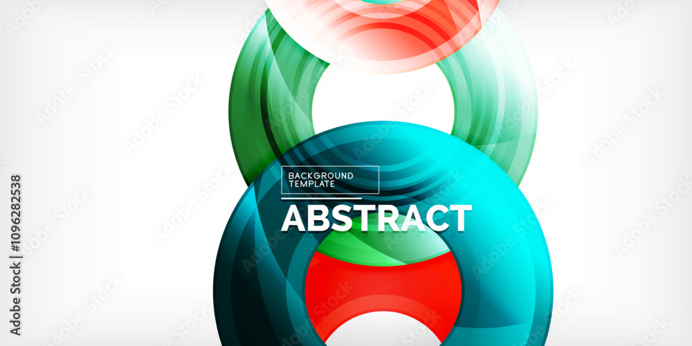 Poster Bright colorful circles with light effects. Abstract background