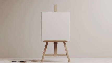 Creative inspiration art studio blank canvas minimalist environment front view artistic expression