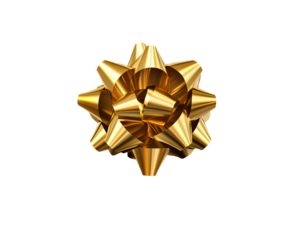 a gold bow on a white background