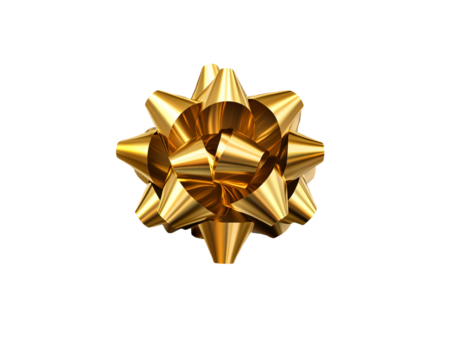 a gold bow on a white background