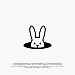 Rabbit or Bunny vector logo animal icon design. Cute cartoon rabbit or bunny hole illustration.