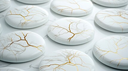 Closeup view of stylish white plate and golden-accented cutlery arranged on a white marble table, ideal for sophisticated dining experiences