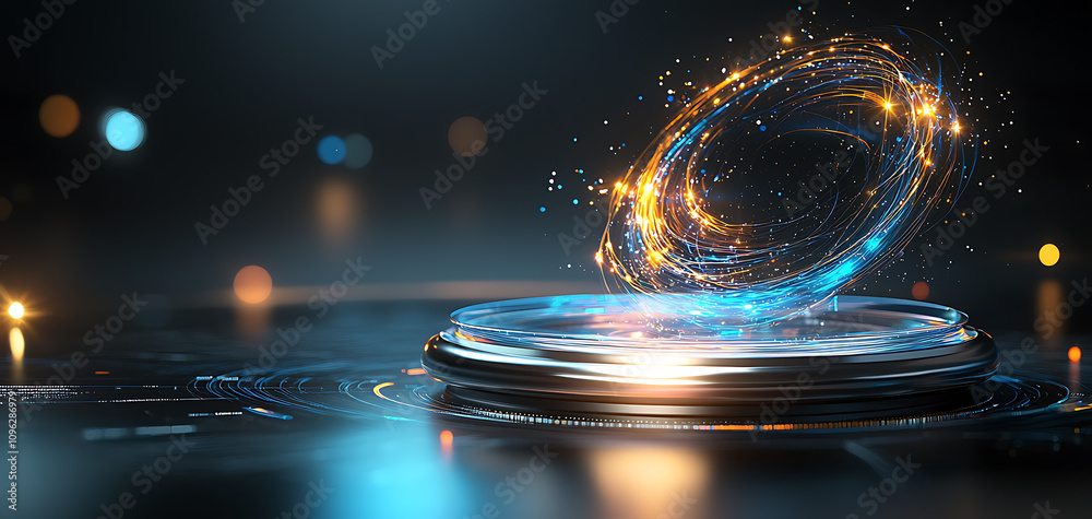 Poster dynamic registration application profile display on technology interface futuristic environment high