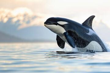 Fototapeta premium Fantastically beautiful majestic huge whale in deep ocean