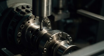 Fototapeta premium Precision metalworking on industrial CNC machine