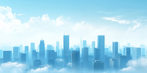 Fototapeta premium Modern Skyline with High-Rise Office Buildings under Blue Sky