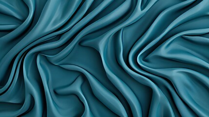 Obraz premium Smooth teal fabric with elegant folds and curves.
