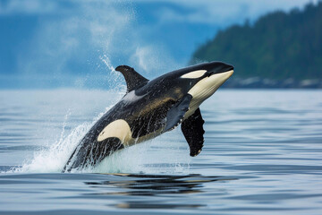 Fototapeta premium Fantastically beautiful majestic huge whale in deep ocean