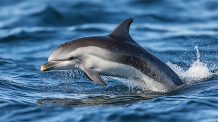 Dolphin Leaping Out of Deep Blue Water