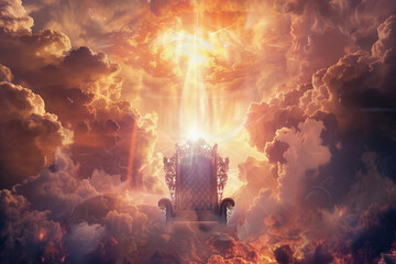 Fototapeta premium Fantastically throne of power of king or queen in throne room