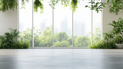Fototapeta premium Sunlit indoor garden space modern home interior design serene environment natural view wellness concept