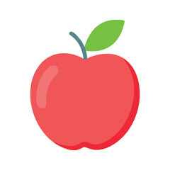 Stylish Red Apple Illustration With Leaf On White Background