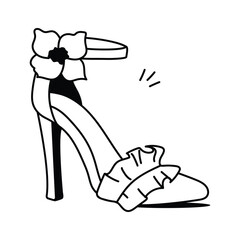 Unique hand drawn icon of high heels in trendy style