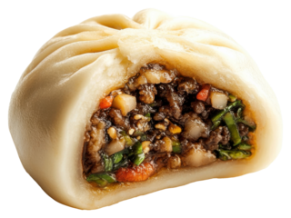 Chinese Steamed Buns, Bao Buns, Baozi, PNG, Isolated on Transparent Background