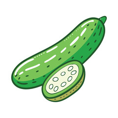 A slice green cucumber illustration