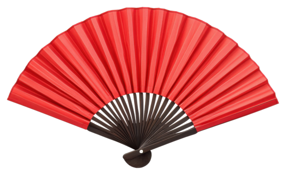 Japanese and Chinese Hand red fan, PNG, Isolated on Transparent Background