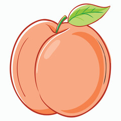 Stylized Peach Fruit With Leaf and Glossy Finish Detail © unionArt