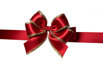 red ribbon bow isolated in white background, anniversary, weddings, gifts, for packaging gifts, AI generative  